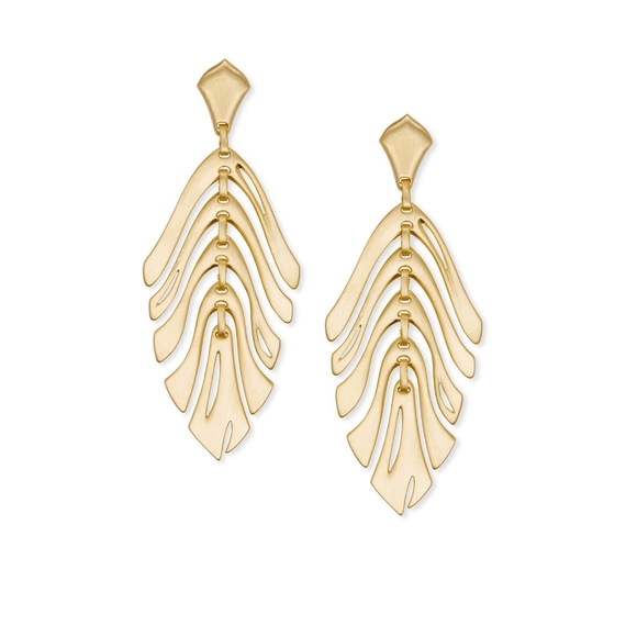 Kendra Scott Luca earrings Monstera leaf feather rose gold - Picture 3 of 5